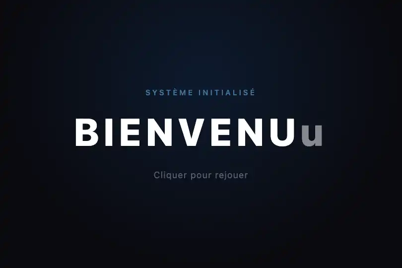 Splash screen — Titre de produit décodé à l'ouverture — Text Shuffle Reveal exemple 1