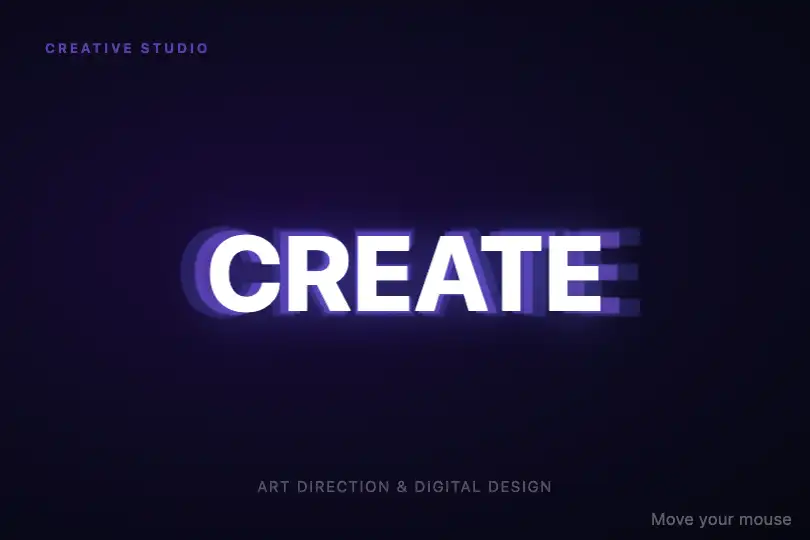 Creative agency hero — Brand name in 3D depth — Parallax Depth Text example 1