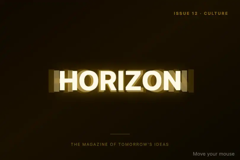 Magazine cover — Editorial keyword in golden 3D relief — Parallax Depth Text example 2