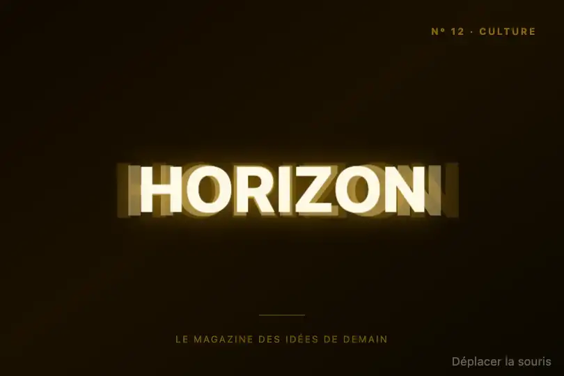 Couverture de magazine — Mot-clé éditorial en relief doré — Parallax Depth Text exemple 2