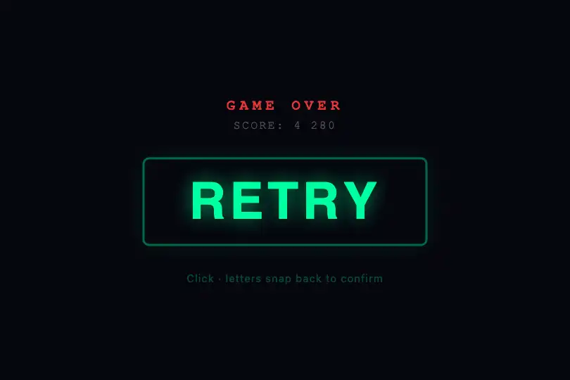 Critical action button — Game interface — Text Explosion example 2