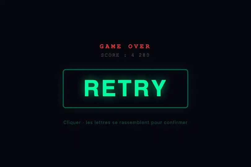 Bouton d'action critique — Interface de jeu — Text Explosion exemple 2