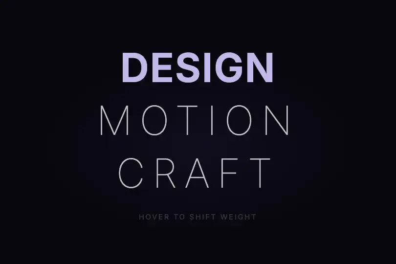 Typographic poster — Large brand keywords — Hover Weight example 2