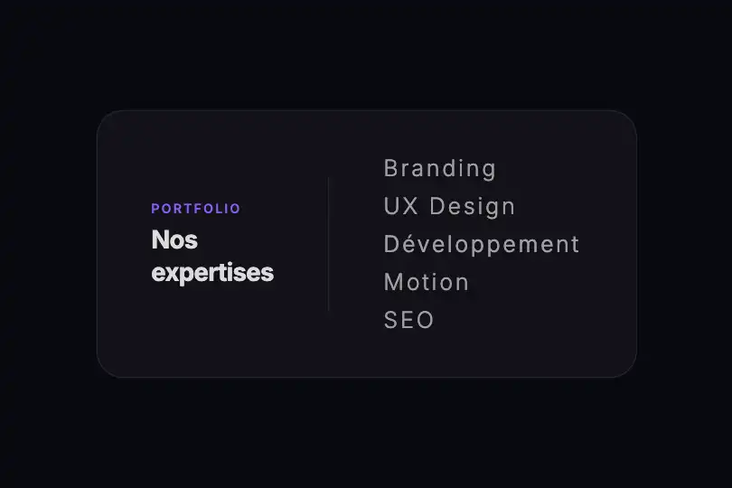 Liste de compétences — Tags de services dans un portfolio — Hover Weight exemple 3