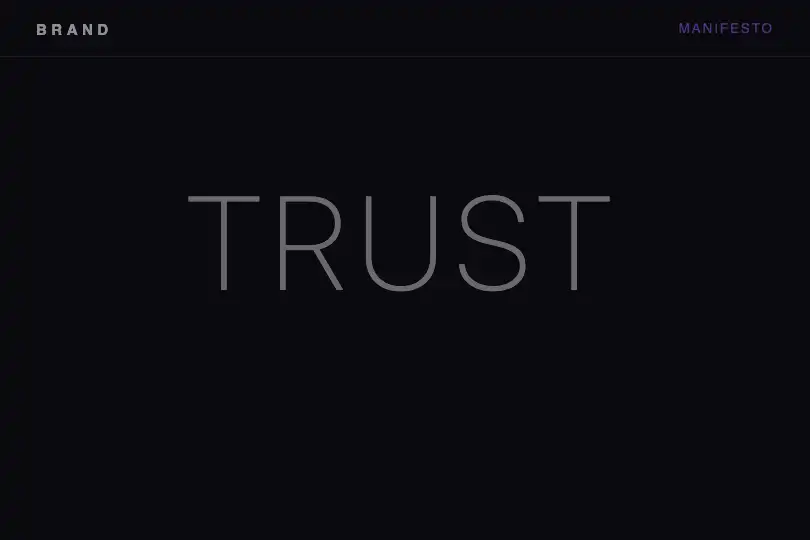 Brand manifesto — A keyword that grows heavier as you read — Scroll Weight example 3