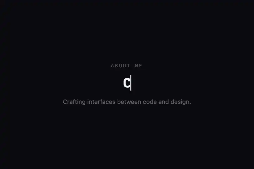 Creative portfolio — Interactive bio on load — Typewriter Variable example 3