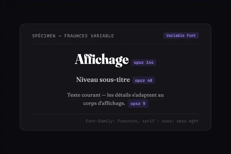 Design system — Spécimen de police variable — Optical Size exemple 2