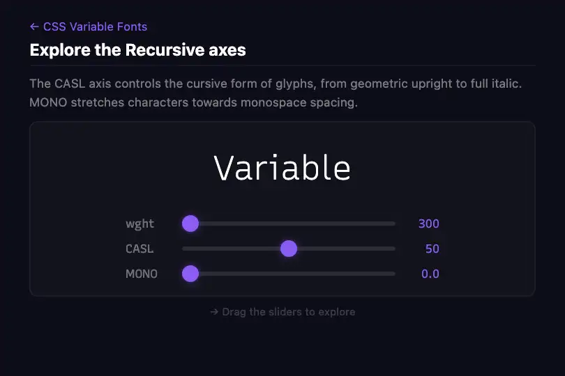 Technical article — Interactive variable fonts demo — Interactive Axes example 2