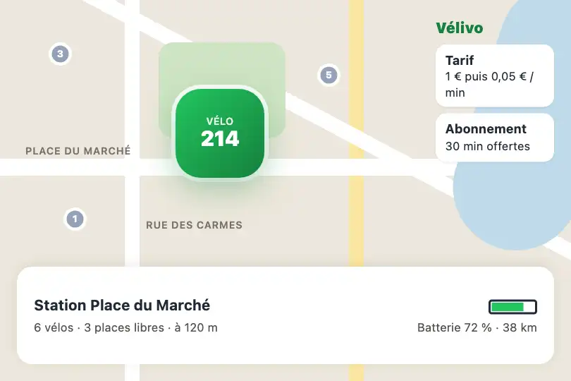 Vélo choisi vers barre de déverrouillage — appli de vélos en libre-service — Scale Morph exemple 2