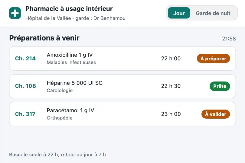 Thème de garde de nuit — logiciel d'une pharmacie hospitalière — CSS Variables exemple 2