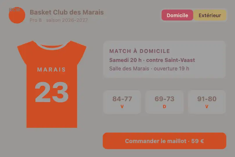 Maillot domicile vers maillot extérieur — appli d'un club de basket — CSS Variables exemple 3