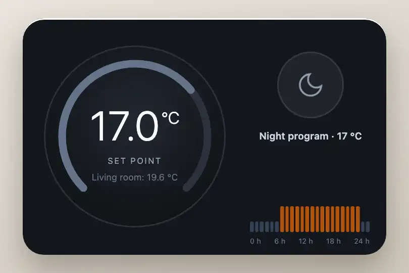 Day program to night program — a boiler thermostat — Icon Toggle example 1