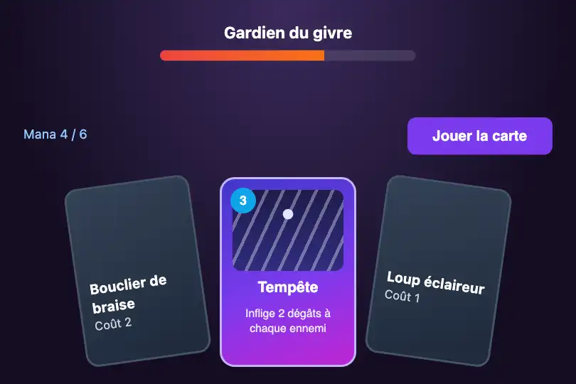 Carte de sort jouée — jeu de cartes fantasy en ligne — Card Vanish exemple 2