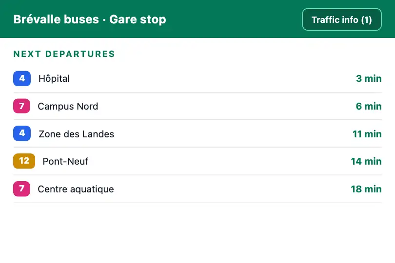 A "line 4 roadworks" banner — a bus network's page — Morph Transition example 2