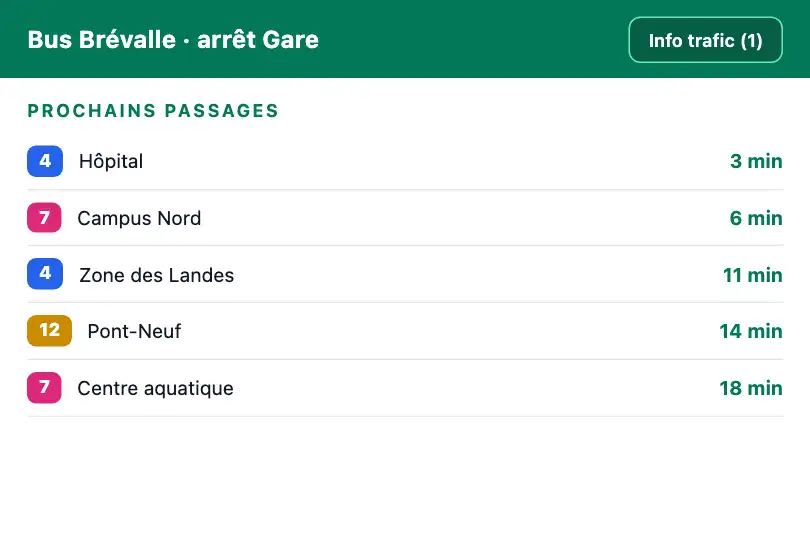Bandeau « travaux sur la ligne 4 » — page d'un réseau de bus — Morph Transition exemple 2