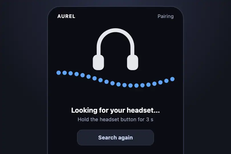 Pairing a Bluetooth headset — a headphone maker's app — Kinetic Wave example 1