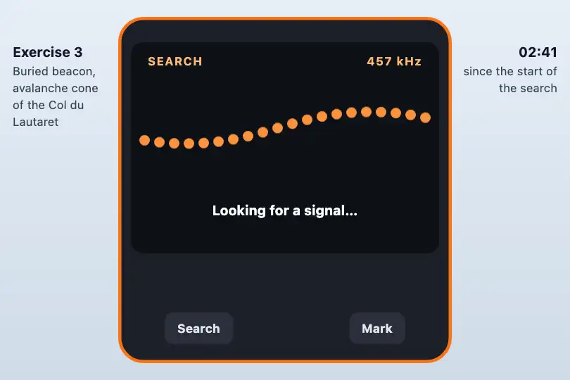 Searching for an avalanche beacon — a training app for avalanche transceivers — Kinetic Wave example 3