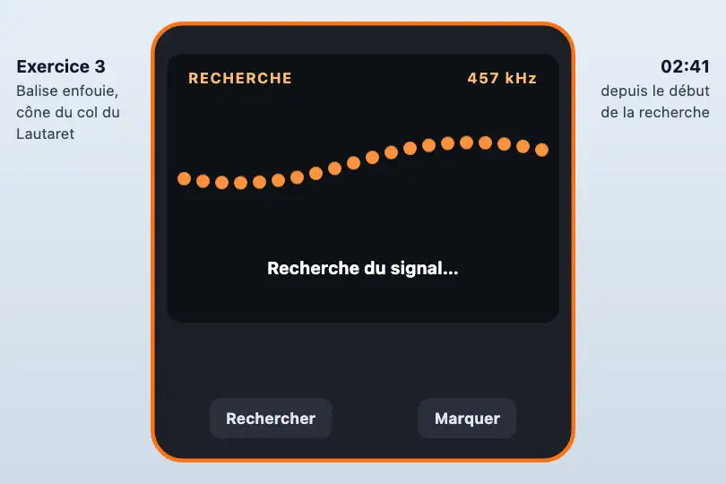 Recherche d'une balise d'avalanche — appli d'entraînement au détecteur de victimes — Kinetic Wave exemple 3