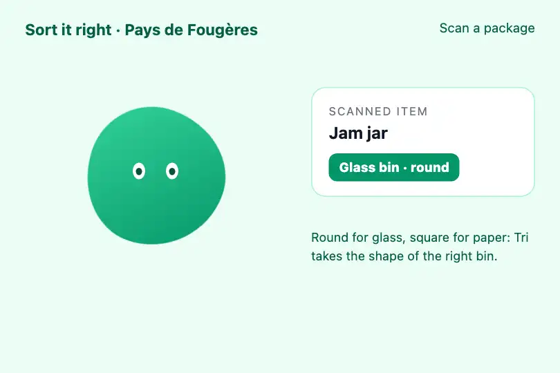 A recycling mascot — a local council's app — Shape Morph Transition example 2