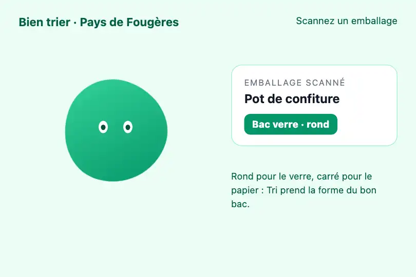 Mascotte du tri sélectif — appli d'une communauté de communes — Shape Morph Transition exemple 2