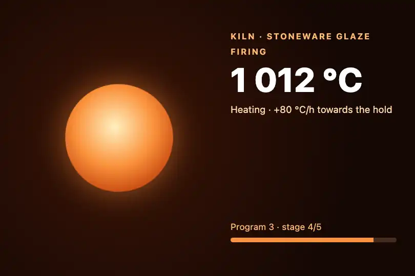 A potter's kiln heating up — a connected ceramic kiln app — Shape Morph Transition example 3