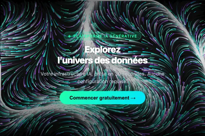 Hero / Landing — Fond spatial pour page IA ou cybersécurité — Generative Flow Field exemple 1
