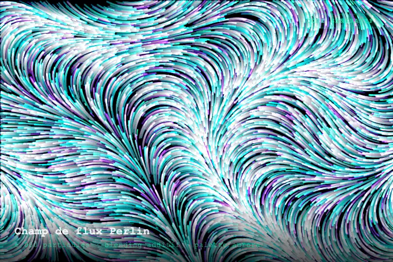 Hero plein écran — Site d'art génératif et visualisation de flux — Generative Flow Field exemple 3