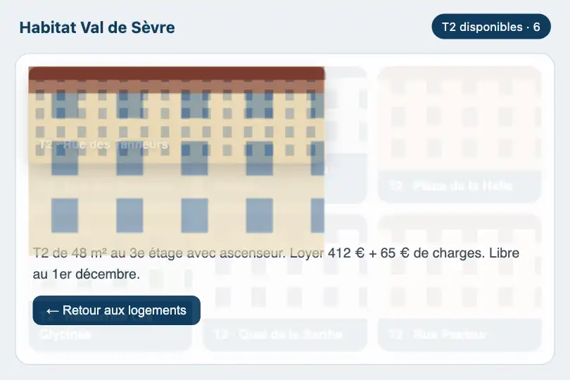 Liste des logements vers fiche — site d'un bailleur social — View Transitions Page Reveal exemple 2