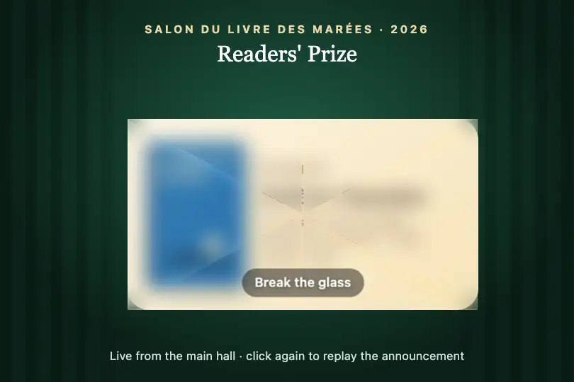 Revealing a literary prize winner — a book fair's website — Glass Shatter Reveal example 2