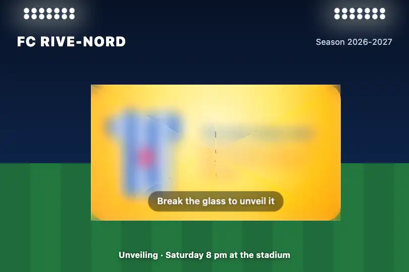 Unveiling the new season's shirt — a football club's website — Glass Shatter Reveal example 3