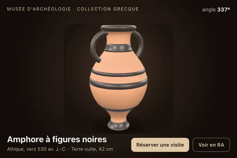 Artefact archéologique en 3D — page d'un musée — Pinned Image Sequence exemple 3