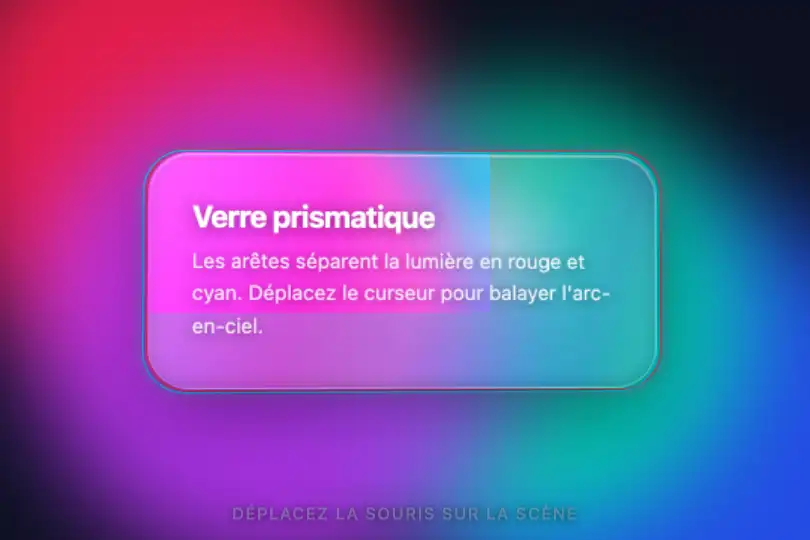 Carte de fonctionnalité — hero d'une landing — Prismatic Refraction Card exemple 1