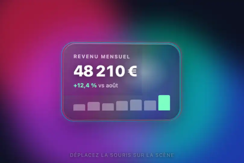 Tuile KPI — indicateur mis en avant d'un tableau de bord — Prismatic Refraction Card exemple 3