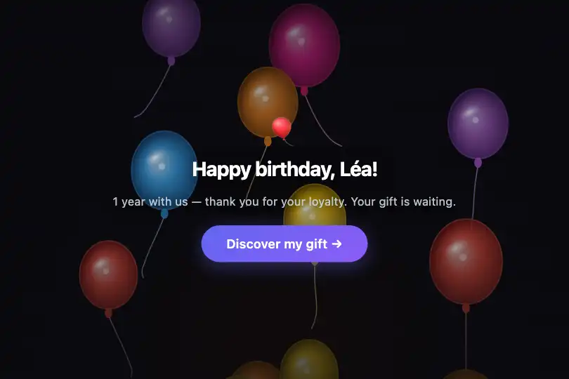 Hero / Landing — SaaS anniversary banner — Balloon Release example 1