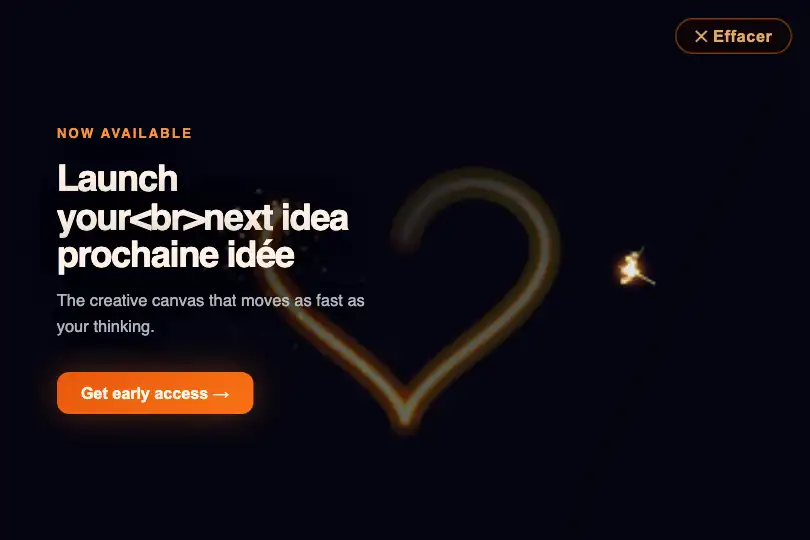 Hero / Landing — Dark-theme product launch — Sparkler Light Painting example 1