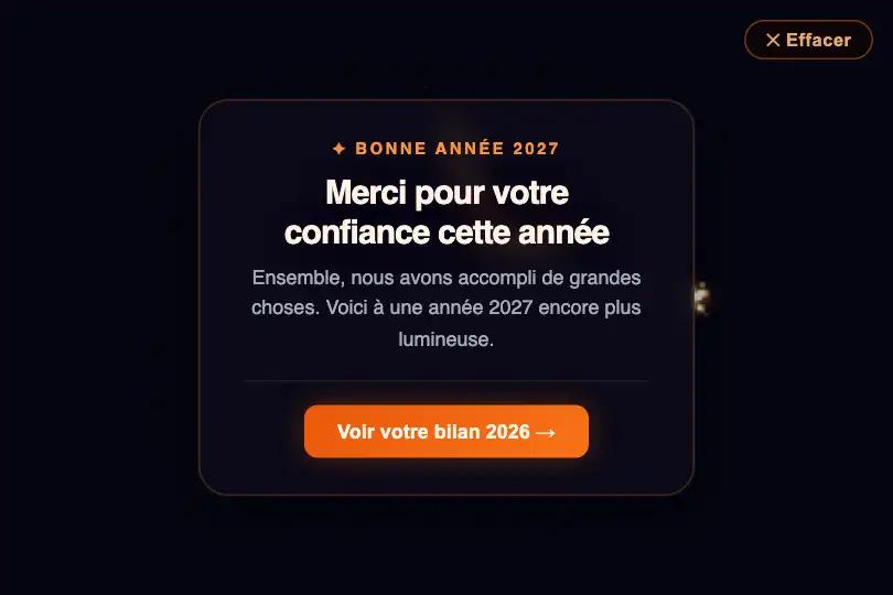 Composant produit — Carte de vœux ou notification de fin d'année — Sparkler Light Painting exemple 2