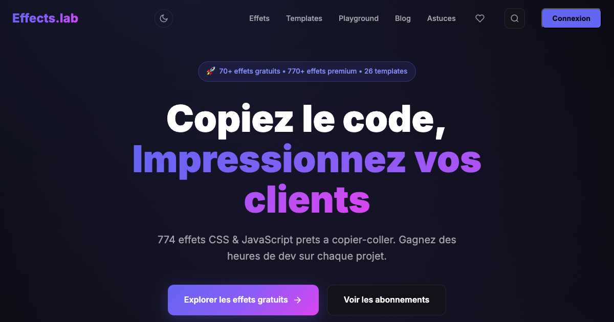 Effect.Labs - Premium CSS & JS Effects Library