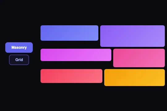 Masonry to Grid — aperçu animé