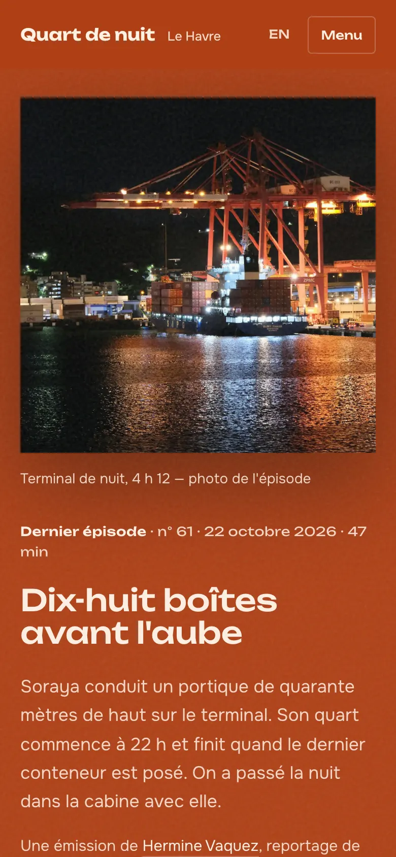 Quart de nuit sur téléphone